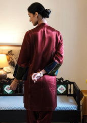 Madder Red Daani Mashru Silk Kurta with Satin Salwar