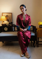 Madder Red Daani Mashru Silk Kurta with Satin Salwar