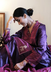 Magenta Pink & Purple Daani Mashru Kurta with Cotton Satin Salwar & Leheriya dupatta