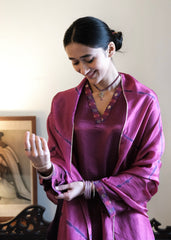 Magenta Pink & Purple Daani Mashru Kurta with Cotton Satin Salwar & Leheriya dupatta