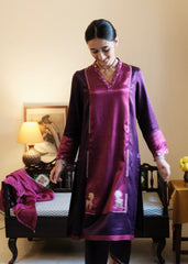 Magenta Pink & Purple Daani Mashru Kurta with Cotton Satin Salwar & Leheriya dupatta