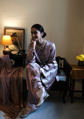 Lilac-Pink Mashru Silk Kurta with Banarasi Brocade Panels, Salwar & Silk Tie-Dye Dupatta