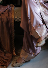 Lilac-Pink Mashru Silk Kurta with Banarasi Brocade Panels, Salwar & Silk Tie-Dye Dupatta