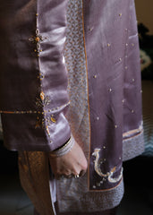 Lilac-Pink Mashru Silk Kurta with Banarasi Brocade Panels, Salwar & Silk Tie-Dye Dupatta