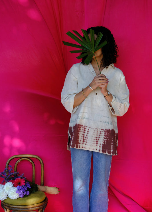 Saath Saath | Cream Kala Cotton Shibori Tunic