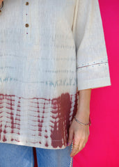 Saath Saath | Cream Kala Cotton Shibori Tunic