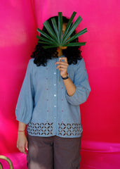 Saath Saath | Dusty Blue Kala Cotton Appliqué Top