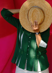 Saath Saath | Forest Green Kala Cotton Pleated Top with Elephant Motif