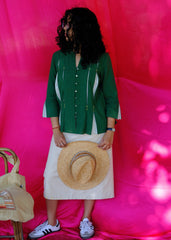 Saath Saath | Forest Green Kala Cotton Pleated Top with Elephant Motif