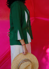 Saath Saath | Forest Green Kala Cotton Pleated Top with Elephant Motif