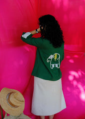 Saath Saath | Forest Green Kala Cotton Pleated Top with Elephant Motif