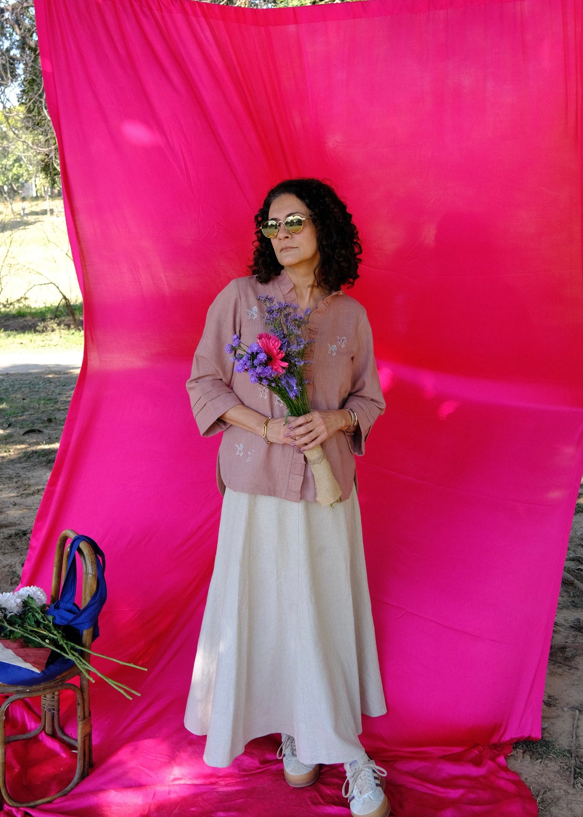 Saath Saath | Dusty Pink Kala Cotton Frill Overlap Top