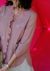 Saath Saath | Dusty Pink Kala Cotton Frill Overlap Top