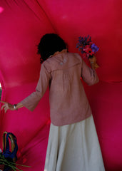 Saath Saath | Dusty Pink Kala Cotton Frill Overlap Top