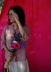 Saath Saath | Dusty Pink Kala Cotton Frill Overlap Top