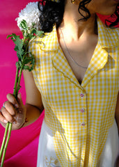 Saath Saath | Daffodil Yellow Check Kala Cotton Midi Dress