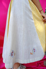 Saath Saath | Daffodil Yellow Check Kala Cotton Midi Dress