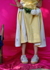 Saath Saath | Daffodil Yellow Check Kala Cotton Midi Dress