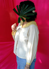 Saath Saath | Cream Kala Cotton Sailor Collar Top