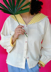 Saath Saath | Cream Kala Cotton Sailor Collar Top