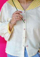 Saath Saath | Cream Kala Cotton Sailor Collar Top