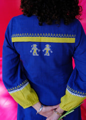 Saath Saath | Prussian Blue Kala Cotton Midi Dress with Pankou Buttons