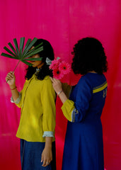 Saath Saath | Prussian Blue Kala Cotton Midi Dress with Pankou Buttons