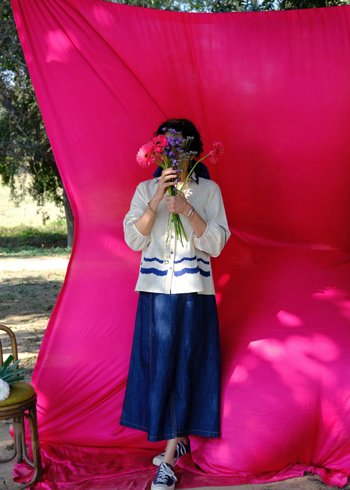 Saath Saath | Ivory Kala Cotton Appliqué Top with Lace Tie