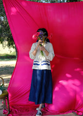 Saath Saath | Ivory Kala Cotton Appliqué Top with Lace Tie