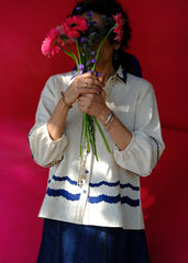 Saath Saath | Ivory Kala Cotton Appliqué Top with Lace Tie