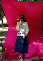 Saath Saath | Ivory Kala Cotton Appliqué Top with Lace Tie