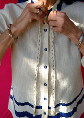 Saath Saath | Ivory Kala Cotton Appliqué Top with Lace Tie