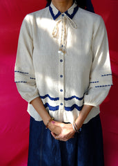 Saath Saath | Ivory Kala Cotton Appliqué Top with Lace Tie