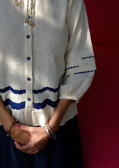 Saath Saath | Ivory Kala Cotton Appliqué Top with Lace Tie