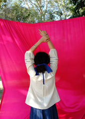 Saath Saath | Ivory Kala Cotton Appliqué Top with Lace Tie