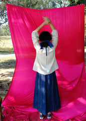 Saath Saath | Ivory Kala Cotton Appliqué Top with Lace Tie