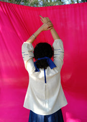 Saath Saath | Ivory Kala Cotton Appliqué Top with Lace Tie