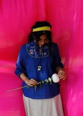 Saath Saath | Prussian Blue Kala Cotton Warli Yoke Top