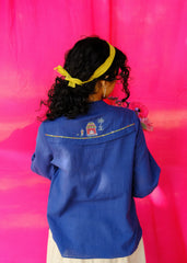 Saath Saath | Prussian Blue Kala Cotton Warli Yoke Top