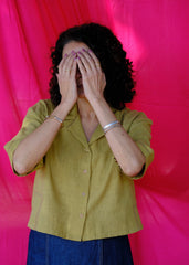 Saath Saath | Khaki Kala Cotton Appliqué Crop Top