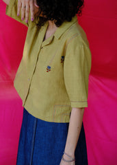 Saath Saath | Khaki Kala Cotton Appliqué Crop Top