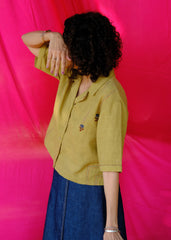 Saath Saath | Khaki Kala Cotton Appliqué Crop Top