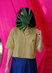 Saath Saath | Khaki Kala Cotton Appliqué Crop Top