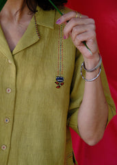 Saath Saath | Khaki Kala Cotton Appliqué Crop Top