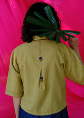 Saath Saath | Khaki Kala Cotton Appliqué Crop Top