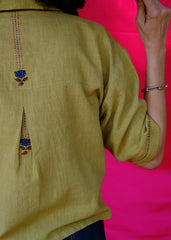 Saath Saath | Khaki Kala Cotton Appliqué Crop Top