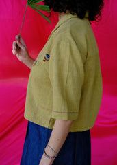 Saath Saath | Khaki Kala Cotton Appliqué Crop Top