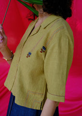 Saath Saath | Khaki Kala Cotton Appliqué Crop Top