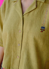 Saath Saath | Khaki Kala Cotton Appliqué Crop Top