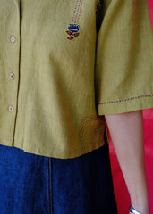 Saath Saath | Khaki Kala Cotton Appliqué Crop Top